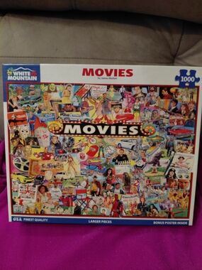 White Mountain Movies Collage Jigsaw Puzzle - Multicolor